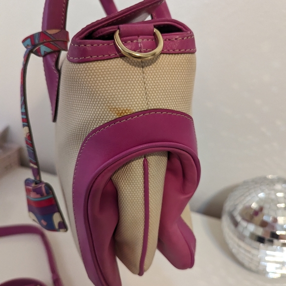 Emilio Pucci RARE canvas and magenta leather satchel/crossbody with lock and key - Picture 14 of 14